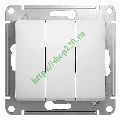 ШЭ Глосса Выкл. 3кл. с/у (белый, б/рамки) GSL000131 (20шт/уп)