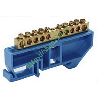 Шина в корпусе N "Ноль" в корп изол на DIN-рейку ШНИ-6x9-10 синий латунь EKF PROxima