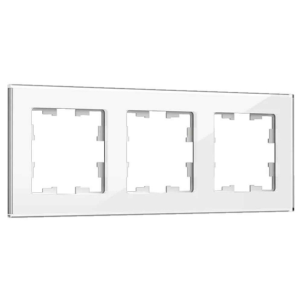 ИЭК Брайт Рамка  3-я РУ-3-2-БрБ стекло бел. IEК