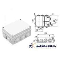 Коробка расп. о/п 150x110x70  IP55 10вводов с крыш. HEGEL  КР2606   (36шт/уп)