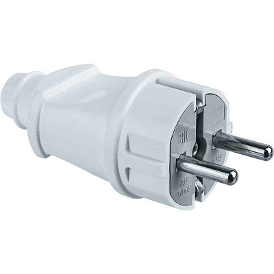 Вилка штепсел. прямая с/з белая NCA-PL02-16A-E-WH Navigator 61 359