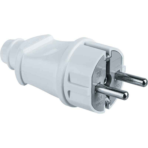 Вилка штепсел. прямая с/з белая NCA-PL02-16A-E-WH Navigator 61 359