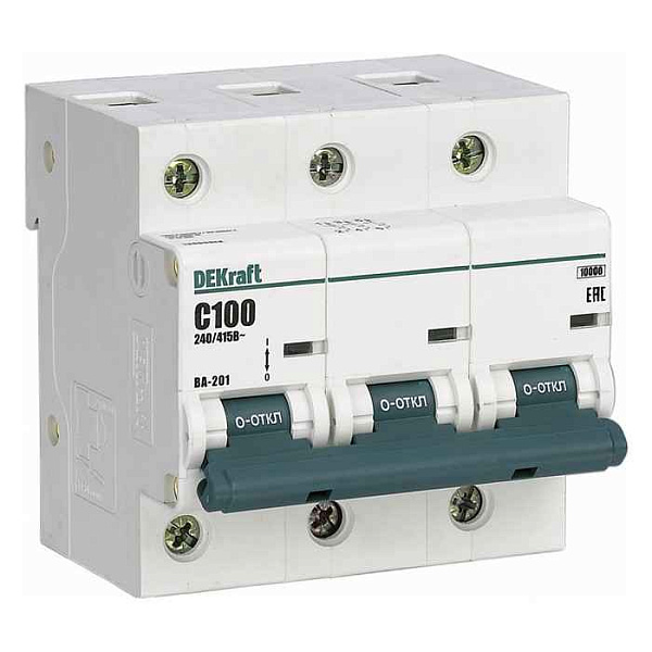 Автоматический выключатель 13019DEK Авт. выкл. 3Р 63А х-ка D ВА-201 10кА DEKraft
