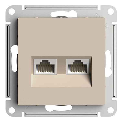 ШЭ Атлас Роз.двойная (комп+комп) с/у RJ45+RJ45, кат.5E, (б/рамки, жемчуг) ATN000485 (10шт/уп)