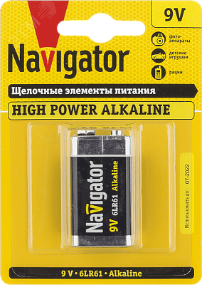 Элемент питания 9V крона NBT-NE-6LR61-BP1 ALKALINE Navigator 94 756