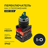 Переключат. ANС-22-2  на 2 фикс.полож.зеленый неон/240В I-O 1з+1р ИЭК РФ