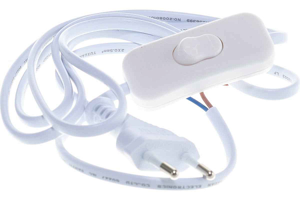 Шнур 2x 0,5 (1,7м)  NPS-FS-170-2x0.5-WH 1.7м с выкл. белый 61724 Navigator