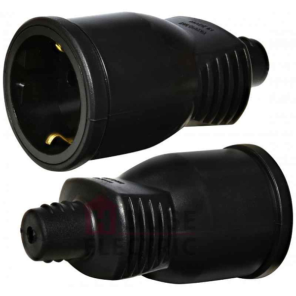 Розетка каучук  переносная 1 м 2P+PE 16А 220В черная Navigator, 61369, РФ