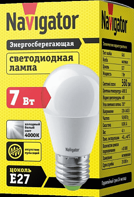 Лампа ЛЕД  E27  5Вт шар мат.4К NLLB-P-G45-5-230-4K-E27 Navigator 82563