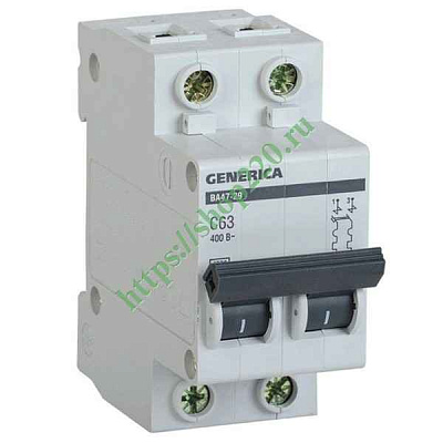 Автомат  2п 63А (С) (ВА 47- 29) ИЭК GENERICA