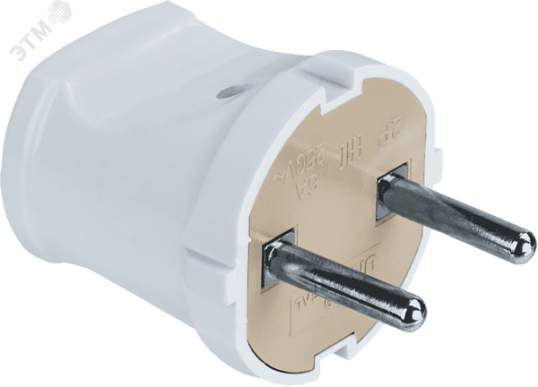 Вилка штепсел. прямая б/з белая NCA-PL01-6A-X-WH Navigator 61 358