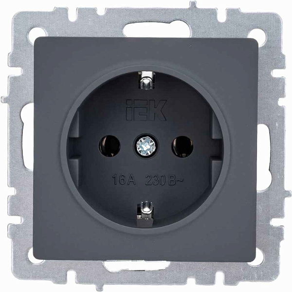 ИЭК Брайт Роз. 1м с з/к без з/шт 16А РС11-1-0-БрГ  графит