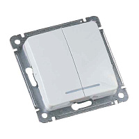 ШЭ Глосса Выкл. 2кл. с/у с инд. (алюм, б/рамки) GSL000353 (20шт/уп)