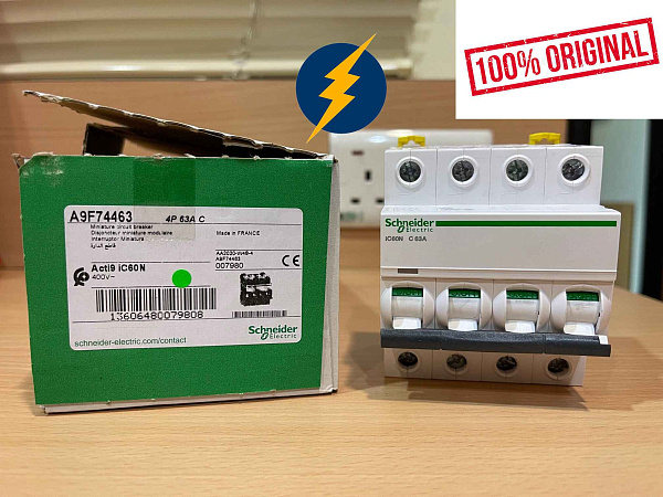 Автоматический выключатель A9F74463 АВТОМАТИЧЕСКИЙ ВЫКЛЮЧАТЕЛЬ iC60N 4П 63A C Schneider