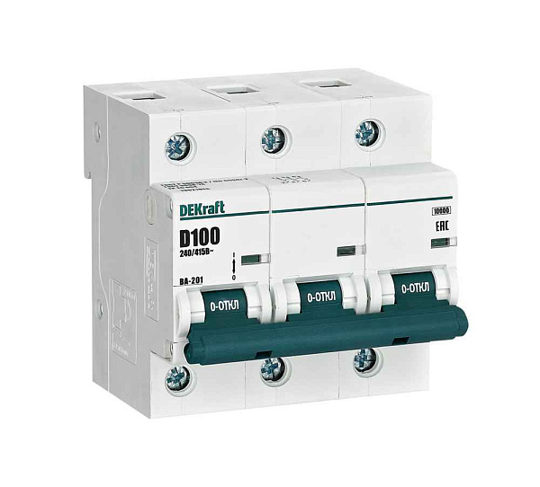 Автоматический выключатель 13021DEK Авт. выкл. 3Р100А х-ка D ВА-201 10кА DEKraft