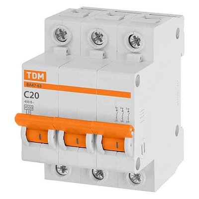 Автомат  3п 20А (C) (ВА 47- 63) TDM