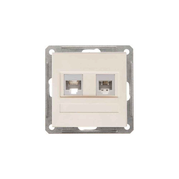 ШЭ 59 Роз. комп.двойная с/у RJ45 кат.5е (сл.кость, б/рамки)(10шт) RSI-251KK5E-2-86