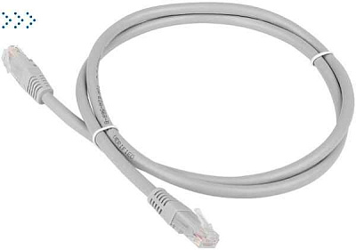 Патч-корд 2-х парный TWT UTP кат.5e, с заливными колпачками, 3.0 м, серый
