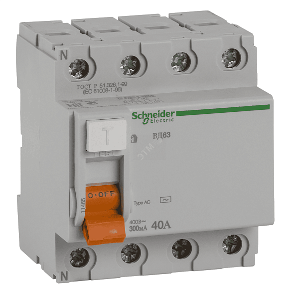 Авт.диф. 4п 63А  30мА  АВДТ 64 6кА АС SHCET