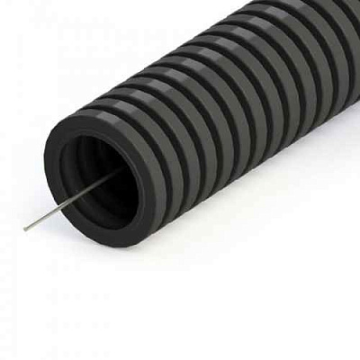 Труба  ПНД гофр.d 25 c зондом (50 м) черный, ИЭК