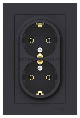 ШЭ Атлас Роз. 2-я с/у с/з 16А, (с/рамкой, карбон) ATN001024 (6шт/уп)