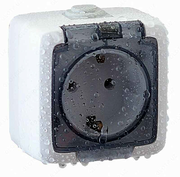 xегель Альфа Розетка о/у 1м с ЗК брызгозащ. IP44 (250В, 16А) белый РА16-211