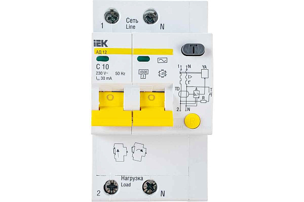 Авт.диф. 2п 10А 30мА  АД-12 4,5 кА ИЭК