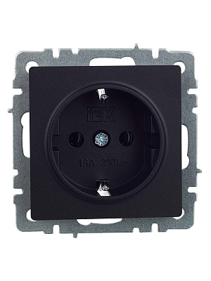 ИЭК Брайт Роз. 1м с з/к без з/шт 16А РС11-1-0-БрЧ   черный IEK