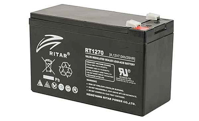 Батарея аккумуляторная Ritar RT1270A, F2, 12V/7Ah, 94(100)x151x65 HxLxW, 1.9kg, 6-8 лет