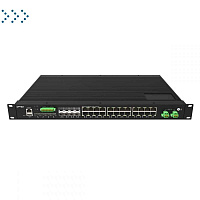 PoE-коммутатор управляемый промышленный 2 уровня с 4*1G/2.5G/10G Base-X SFP+ портами, 16*10/100/1000Base-T RJ45 PoE и 8*1G Combo RJ45/SFP портами, дво