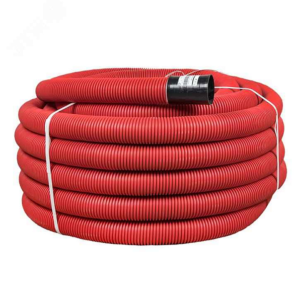 Труба двустенная  ПНД/ПВД 110 гофро красная ИЭК (буx 50м) в компл. с муфтой РФ