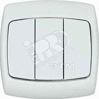 ШЭ Рондо Выкл. 3кл. с/у 10А (белый, с рамкой) VS05U-321-BI (15шт)