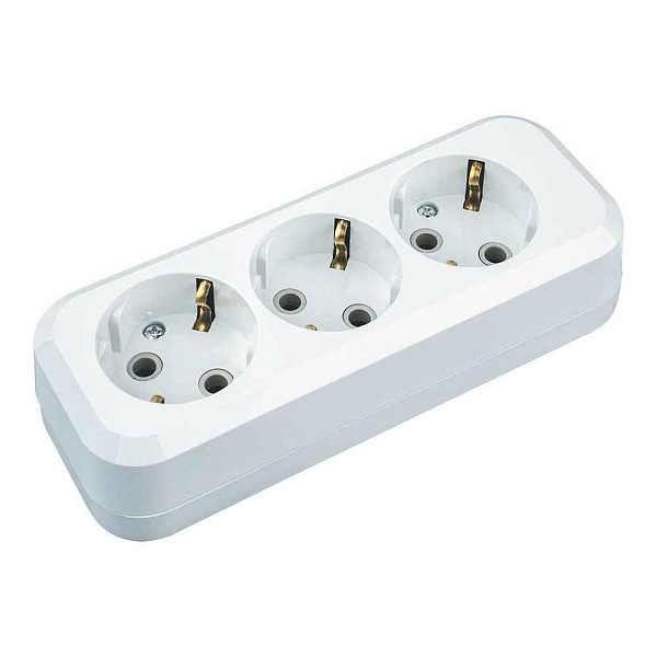 Колодка розеточная 3 гнезда с з/к АБС пластик, белая NCA-BL01-03-E-WH Navigator 61584