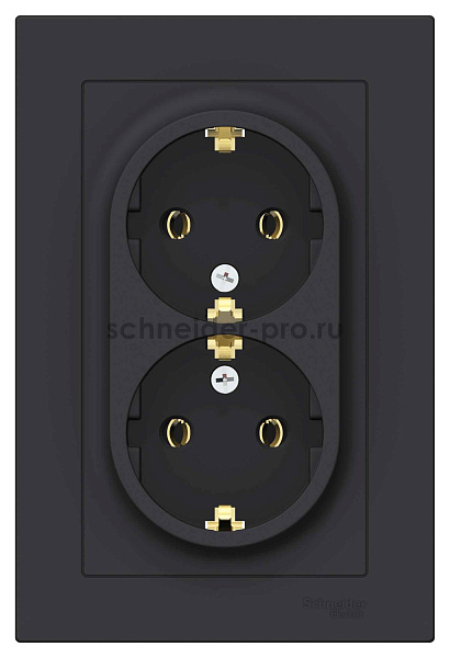 ШЭ Атлас Роз. 2-я с/у с/з 16А, (с/рамкой, карбон) ATN001024 (6шт/уп)