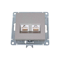 ШЭ Атлас Роз.двойная (комп+комп) с/у RJ45+RJ45, кат.5E, (б/рамки, шампань) ATN000585 (10шт/уп)