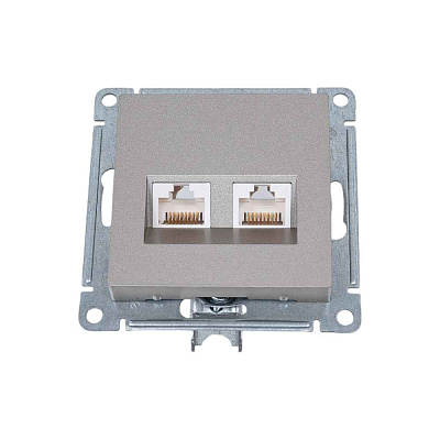 ШЭ Атлас Роз.двойная (комп+комп) с/у RJ45+RJ45, кат.5E, (б/рамки, шампань) ATN000585 (10шт/уп)