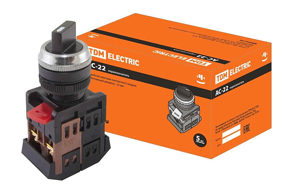 Переключат. AС-22 на 2 фиксир.положения  I-O 1з+1р ИЭК