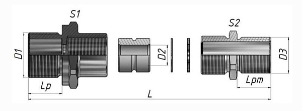 Ех-кабельный ввод ВКВ2МР-НР-М16-9-МР12 1Ex db e II Gb X ГОФРОМАТИК