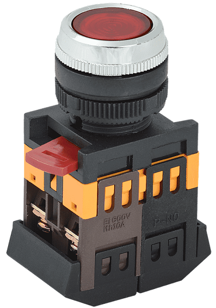 Кнопка ABLFS-22 красный 240В d22мм неон 1з+1р ИЭК