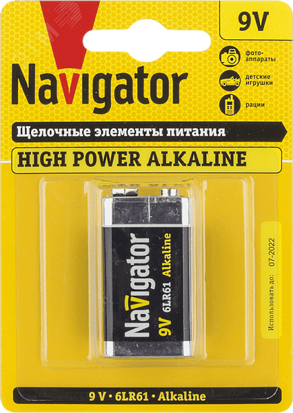 Элемент питания 9V крона NBT-NE-6LR61-BP1 ALKALINE Navigator 94 756