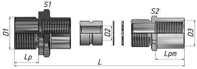 Ех-кабельный ввод ВКВ2ТН-НС-К1 1/2-G1 1/2-38 1Ex db e II Gb X ГОФРОМАТИК