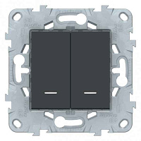 ШЭ Глосса Выкл. 2кл. с/у с инд. (антрацит, б/рамки) GSL000753 (20шт/уп)
