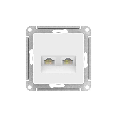 ШЭ Глосса Роз.двойная (телеф+комп) RJ11+RJ45, кат.5е (белый, б/рамки) GSL000185 (10шт/уп)