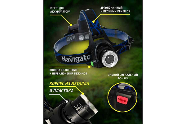 Фонарь промыш.налобный NPT-H15-ACCU CREE 5 Вт. Li-ion 2.4 Ач Navigator 61438