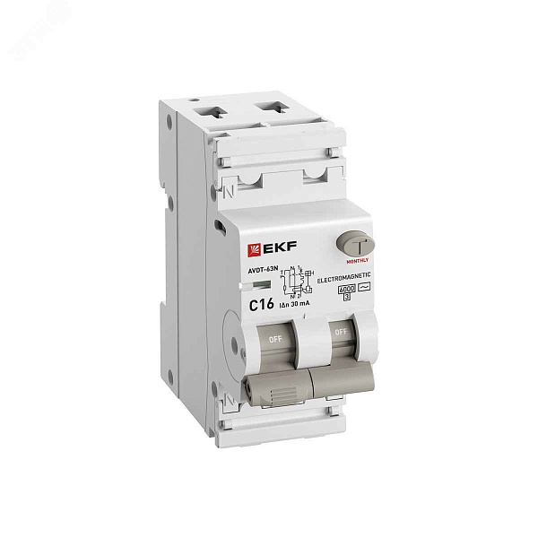 Авт.диф. 2п 16А 30мА АВДТ-63N 1P+N А 6кА EKF PROxima