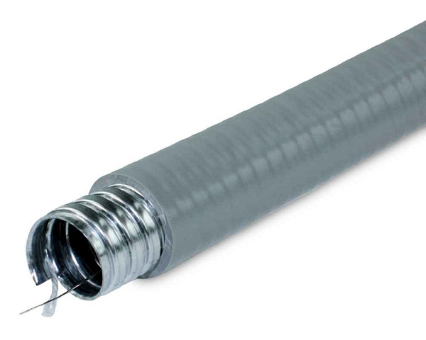 Металлорукав в ПВХ изоляции МПГ нг толстостенный 38 (20 м/уп.) серый с протяжкой ГОФРОМАТИК