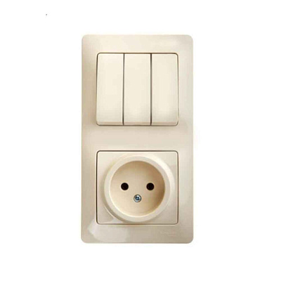 ШЭ Глосса Выкл. 3кл. с/у (беж, б/рамки) GSL000231 (20шт/уп)