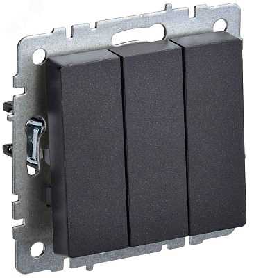 ИЭК Брайт Выкл. 3-кл. с/у  10А ВС10-3-0-БрЧ черн. IEK