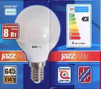 Лампа ЛЕД  E14  8,0Вт шар мат.3K PLED-LX G45 Jazzway