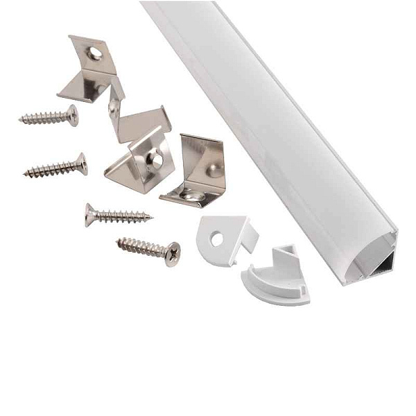 Профиль GAL-GLS-2000-16-16 угловой (2м профиль+2м рассеиватель+2заглушки+4 скоб с шурупами) 522700